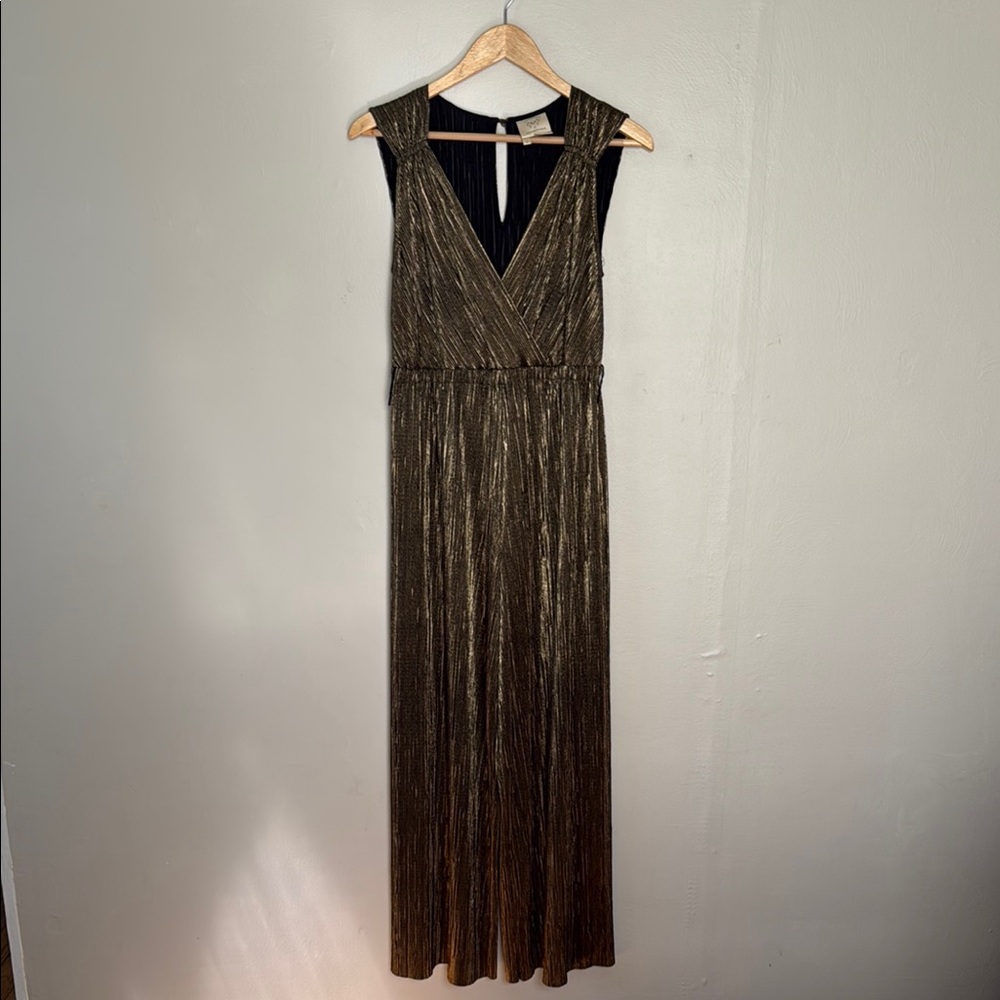 Vanessa Virginia for Anthropologie Point Neuf Jumpsuit metallic pleated small - Picture 5 of 10
